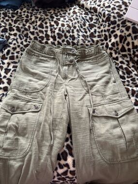 We The Free Olive Green Cargo Drawstring Pants